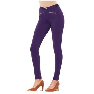 IMAN Global Chic Power Ponte Ankle Pant w/ Illusion Seaming Purple Womens Size 4